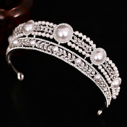 Dolores - Pearl and Crystal Bridal Tiara - Available in Yellow Gold and Silver