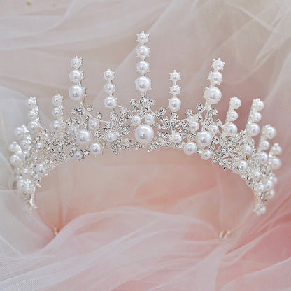 Calypso - Silver Pearl and Crystal Bridal Tiara