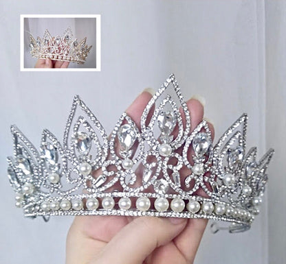 Annaleigh - Pearl Bridal Tiara - Available in Silver and Gold