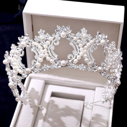 Everleigh - Pearl and Crystal Bridal Tiara - Available in Gold and Silver
