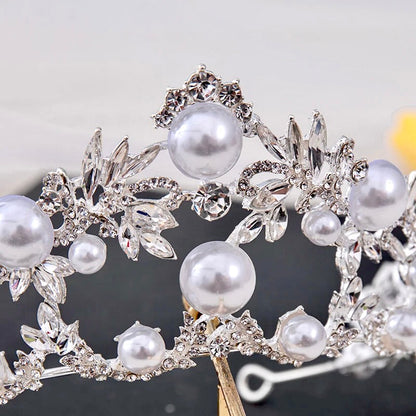 "Courtney" - Silver Pearl and Crystal Bridal Tiara