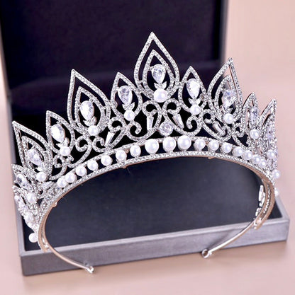 Annaleigh - Pearl Bridal Tiara - Available in Silver and Gold