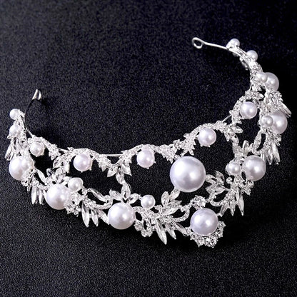 "Courtney" - Silver Pearl and Crystal Bridal Tiara
