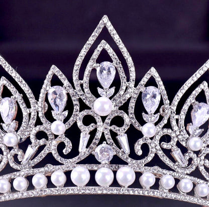 Annaleigh - Pearl Bridal Tiara - Available in Silver and Gold