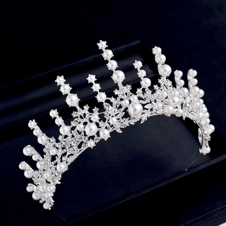 Calypso - Silver Pearl and Crystal Bridal Tiara