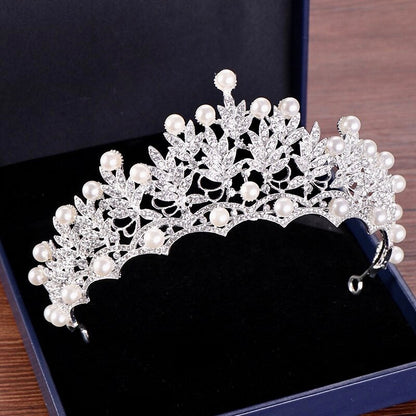 "Tosca" - Pearl and Crystal 3-Piece Bridal Jewelry Set With Tiara
