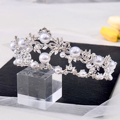 "Courtney" - Silver Pearl and Crystal Bridal Tiara