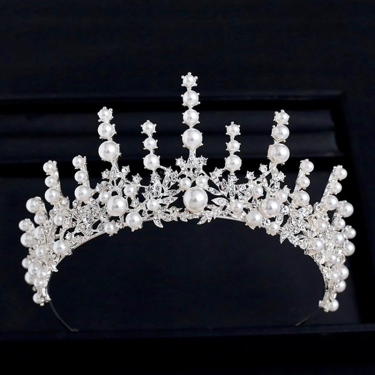 Calypso - Silver Pearl and Crystal Bridal Tiara