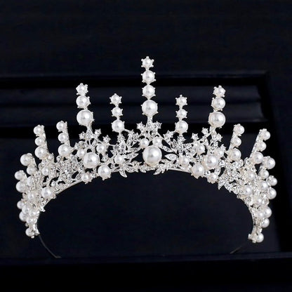 Calypso - Silver Pearl and Crystal Bridal Tiara