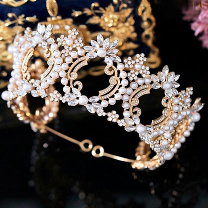Everleigh - Pearl and Crystal Bridal Tiara - Available in Gold and Silver