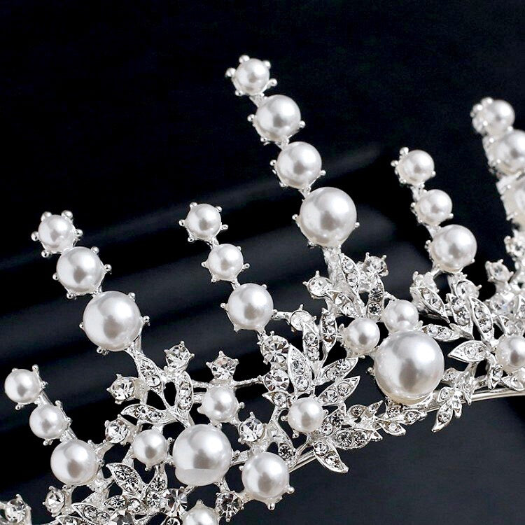 Calypso - Silver Pearl and Crystal Bridal Tiara