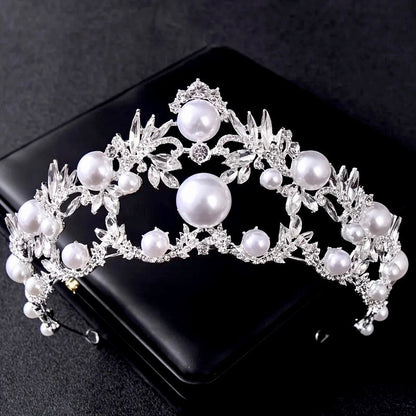 "Courtney" - Silver Pearl and Crystal Bridal Tiara