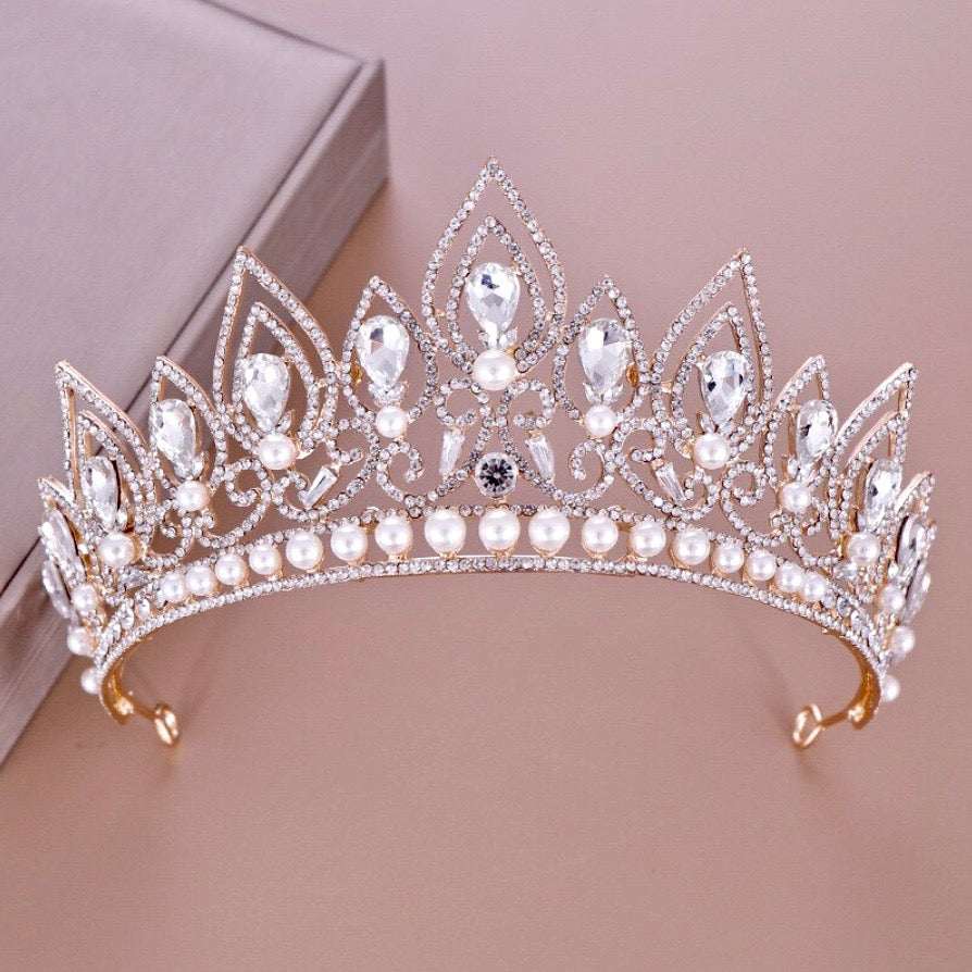 Annaleigh - Pearl Bridal Tiara - Available in Silver and Gold