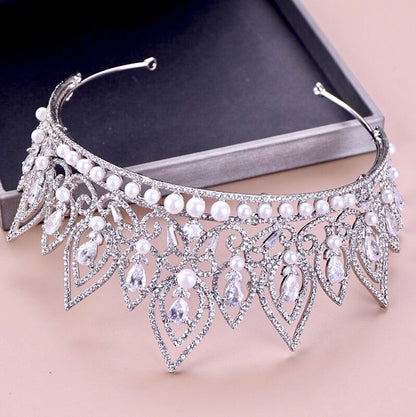 Annaleigh - Pearl Bridal Tiara - Available in Silver and Gold
