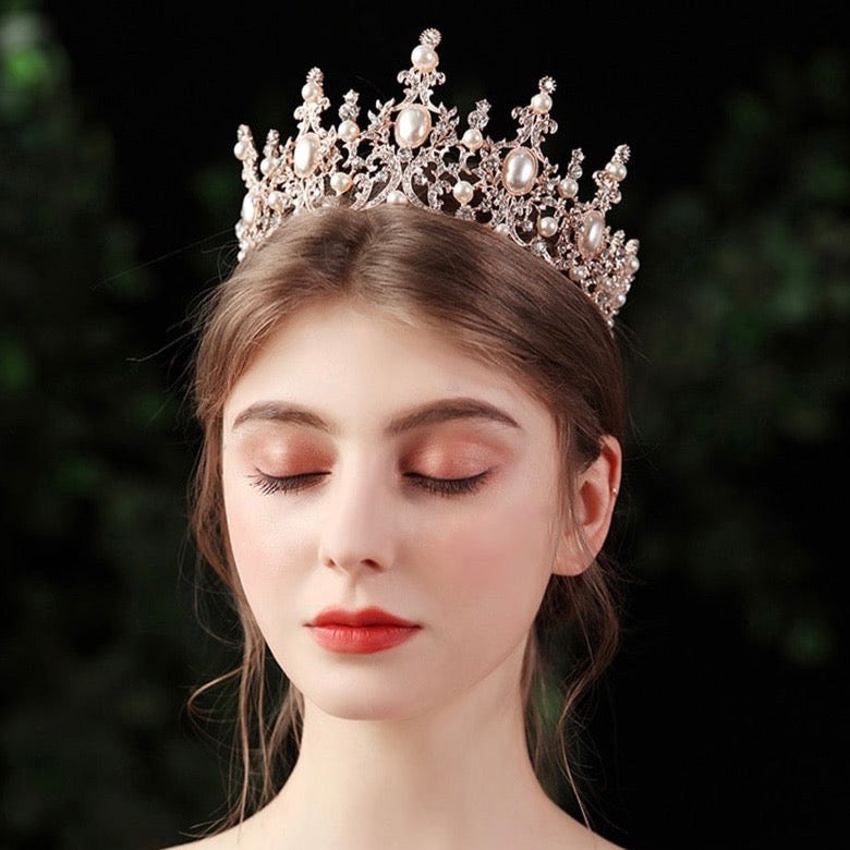 Versailles - French Glamour Pearl Wedding Tiara - Available in Silver and Rose Gold