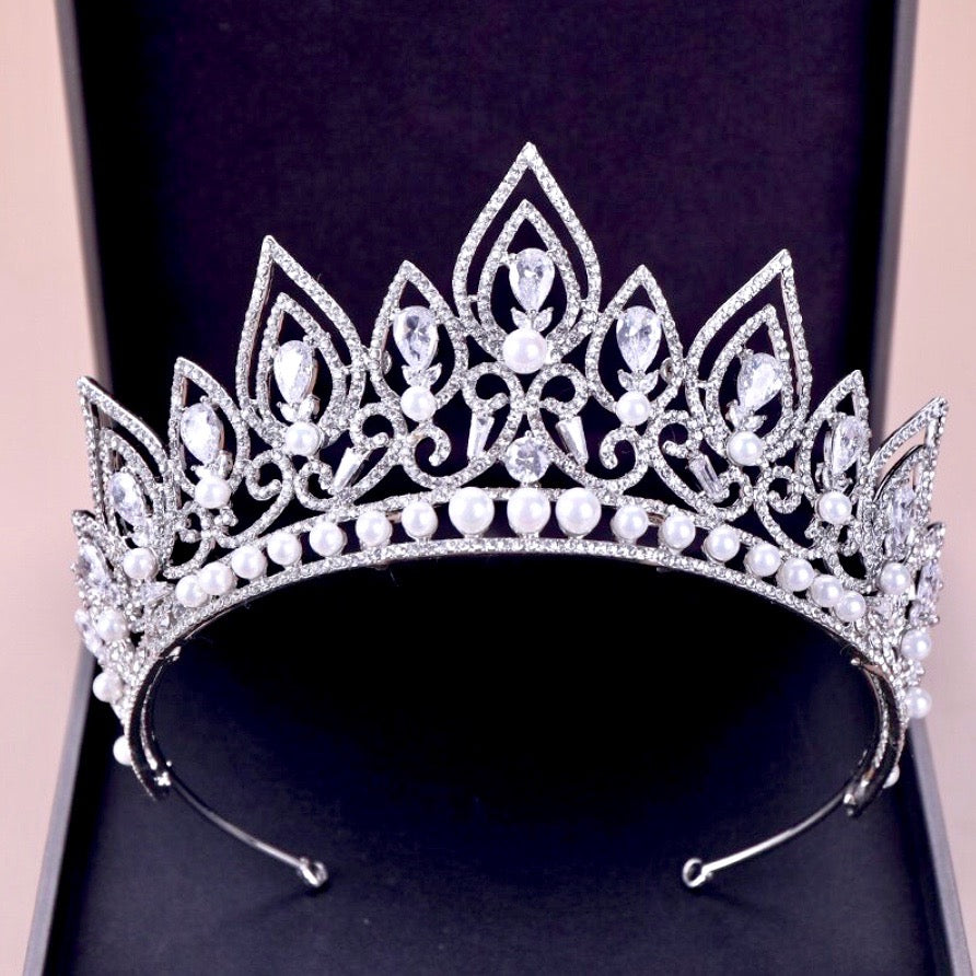 Annaleigh - Pearl Bridal Tiara - Available in Silver and Gold