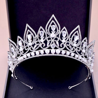 Annaleigh - Pearl Bridal Tiara - Available in Silver and Gold