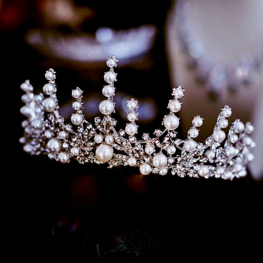 Calypso - Silver Pearl and Crystal Bridal Tiara
