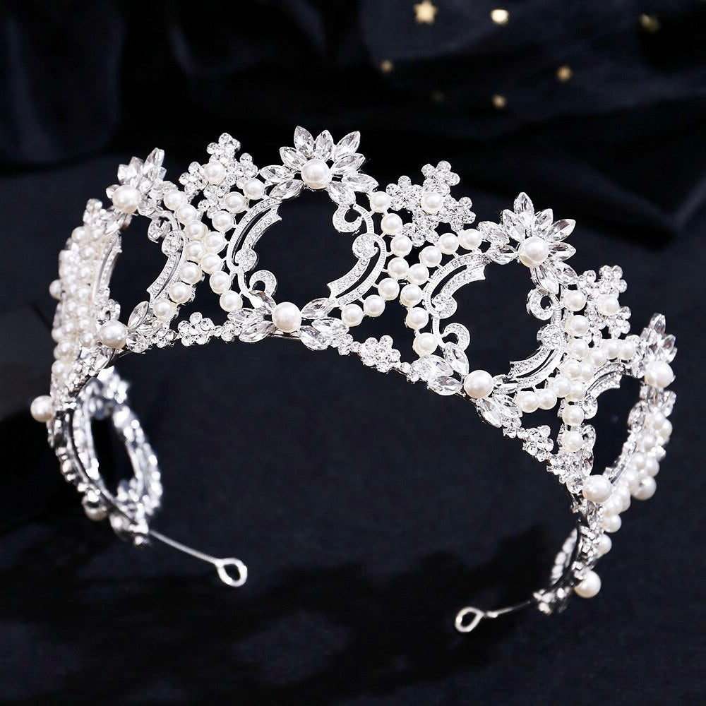 Everleigh - Pearl and Crystal Bridal Tiara - Available in Gold and Silver