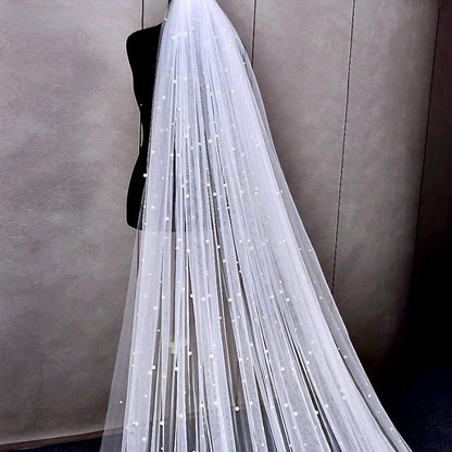 Auburn - Pearl Wedding Veil - Cathedral Length