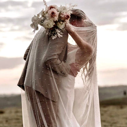 Auburn - Pearl Wedding Veil - Cathedral Length