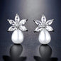 Darlene - Pearl and Cubic Zirconia Bridal Earrings - Available in Silver and Rose Gold