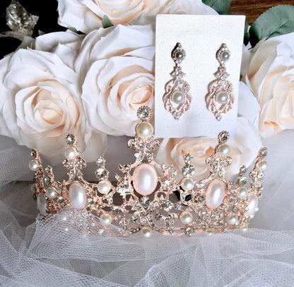 Versailles - French Glamour Pearl Wedding Tiara - Available in Silver and Rose Gold