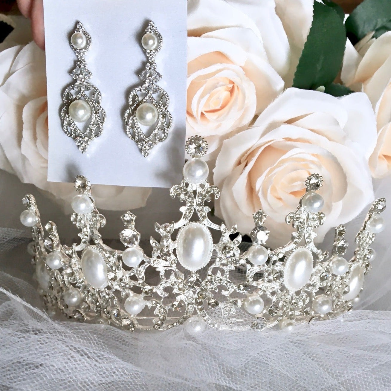 Versailles - French Glamour Pearl Wedding Tiara - Available in Silver and Rose Gold