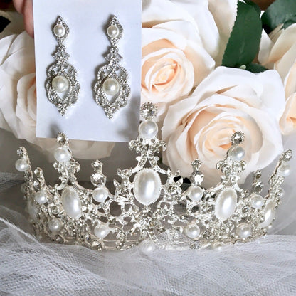 Versailles - French Glamour Pearl Wedding Tiara - Available in Silver and Rose Gold