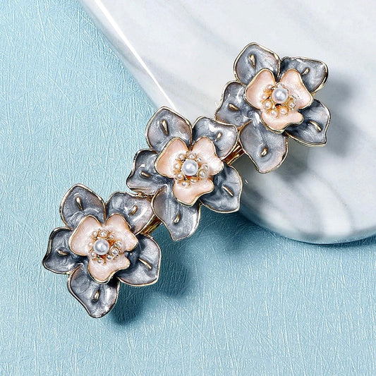 "Minnie" - Pearl Enameled Hair Clip / Barrette