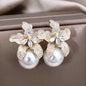 "Noelani" - Orchid Pearl and Cubic Zirconia Bridal Earrings - Available in Silver and Gold