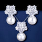 Alba - Pearl and Cubic Zirconia Snowflake Bridal Jewelry Set - More Colors