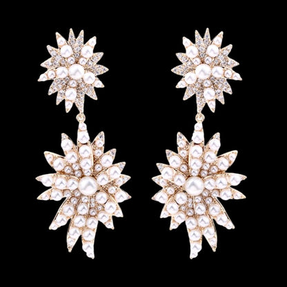 "Jasmine" - Pearl Starburst Bridal Earrings - Available in Gold and Silver