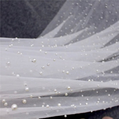 Fiona - Wedding Pearl Cape Veil - Cathedral Length
