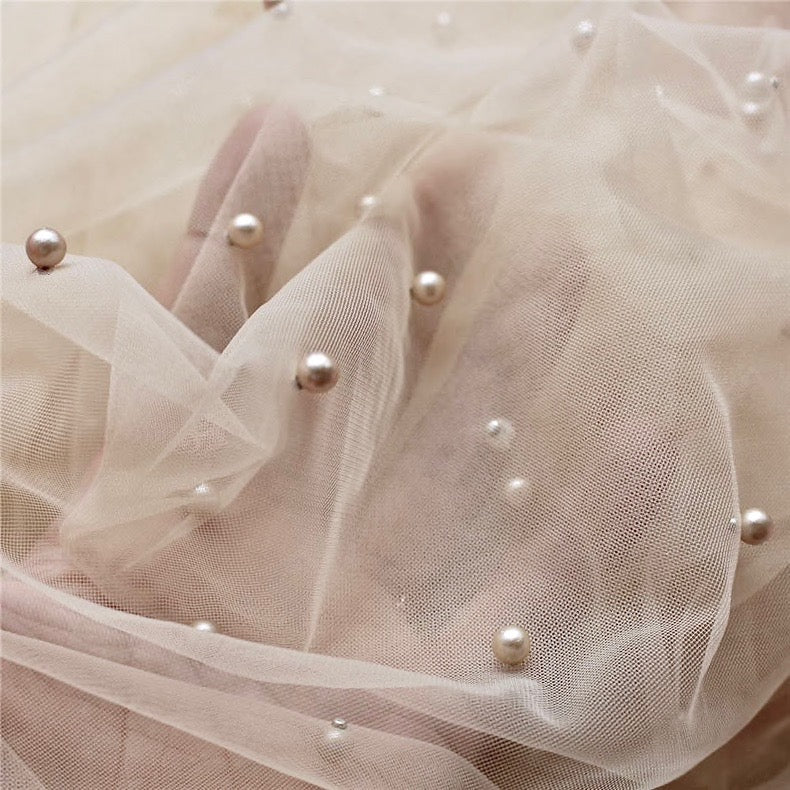 Fiona - Wedding Pearl Cape Veil - Cathedral Length