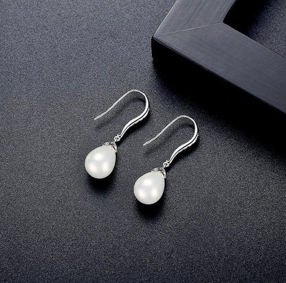 Nevaeh - Pearl and Cubic Zirconia Bridal Earrings