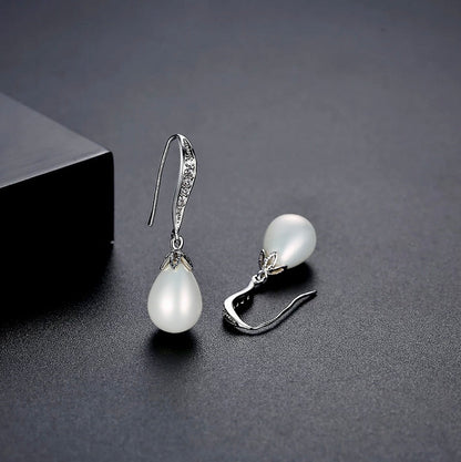 Nevaeh - Pearl and Cubic Zirconia Bridal Earrings