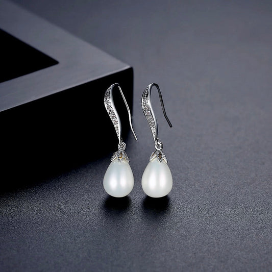 Nevaeh - Pearl and Cubic Zirconia Bridal Earrings