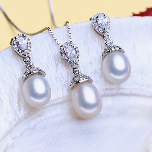 "Toulouse" - Sterling Silver and Natural Pearl Bridal Jewelry Set
