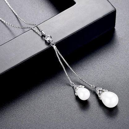 "Nevaeh" - Pearl and Cubic Zirconia Bridal Jewelry Set