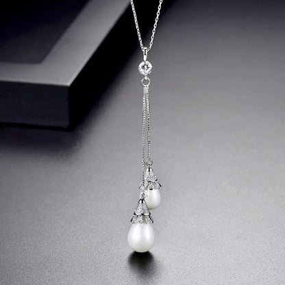 "Nevaeh" - Pearl and Cubic Zirconia Bridal Jewelry Set