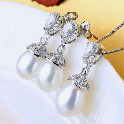 "Toulouse" - Sterling Silver and Natural Pearl Bridal Jewelry Set