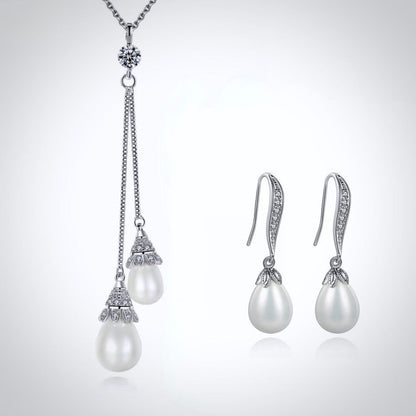 "Nevaeh" - Pearl and Cubic Zirconia Bridal Jewelry Set