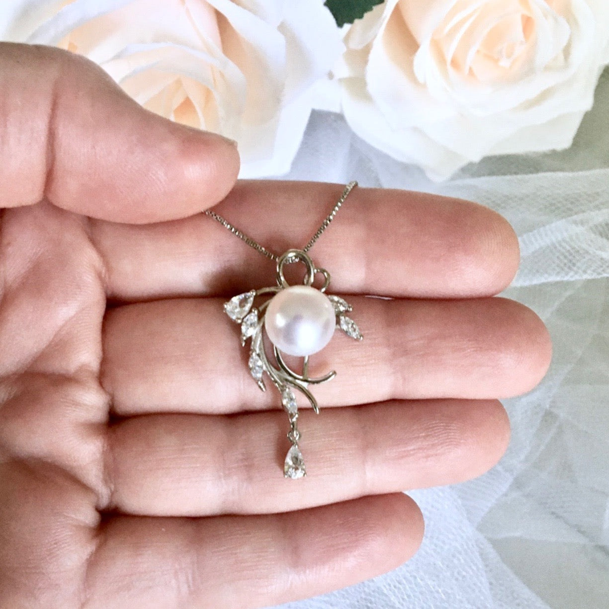 "Casablanca" - Freshwater Pearl and Sterling Silver Bridal Necklace