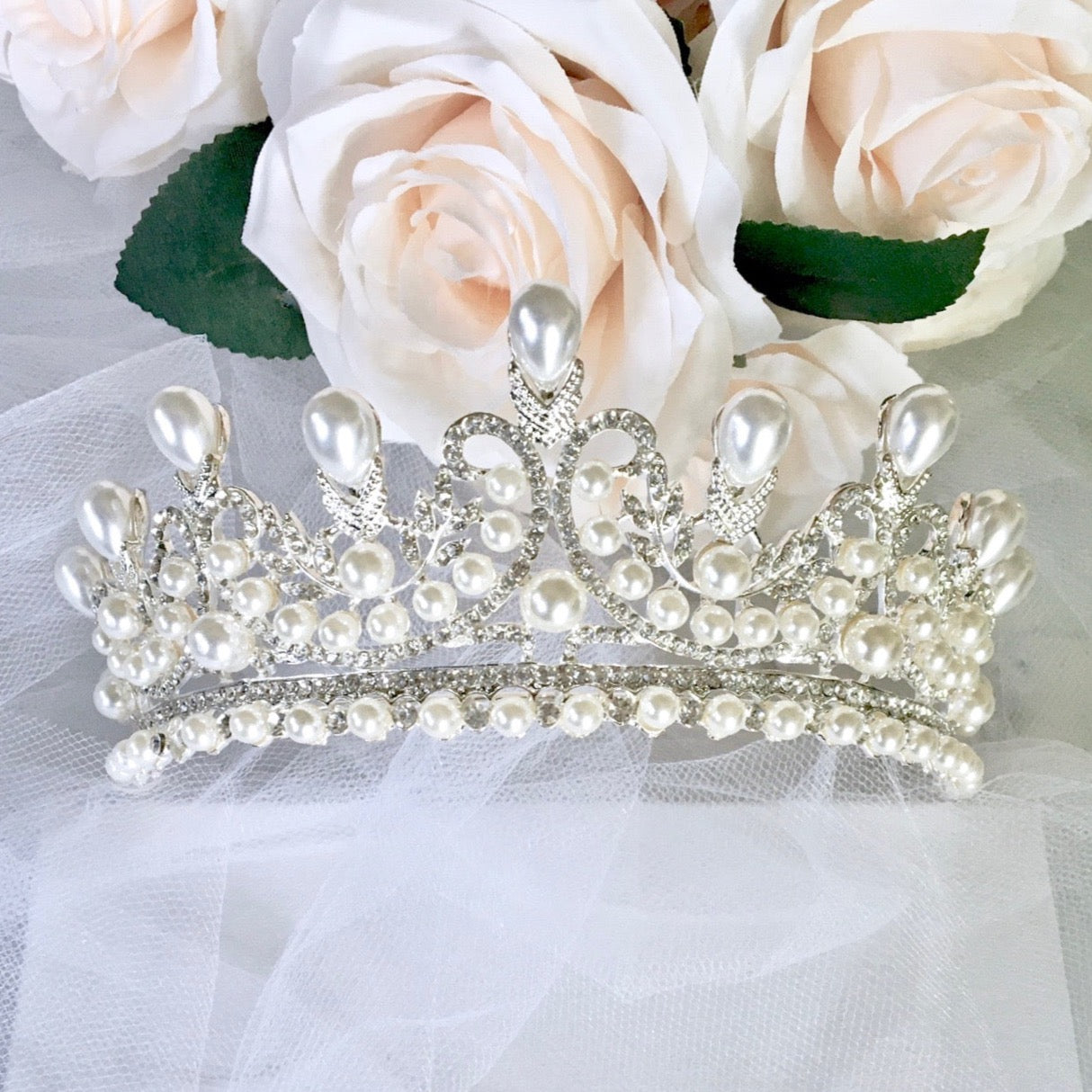 Maddison - Pearl Bridal Tiara - Available in Silver and Gold
