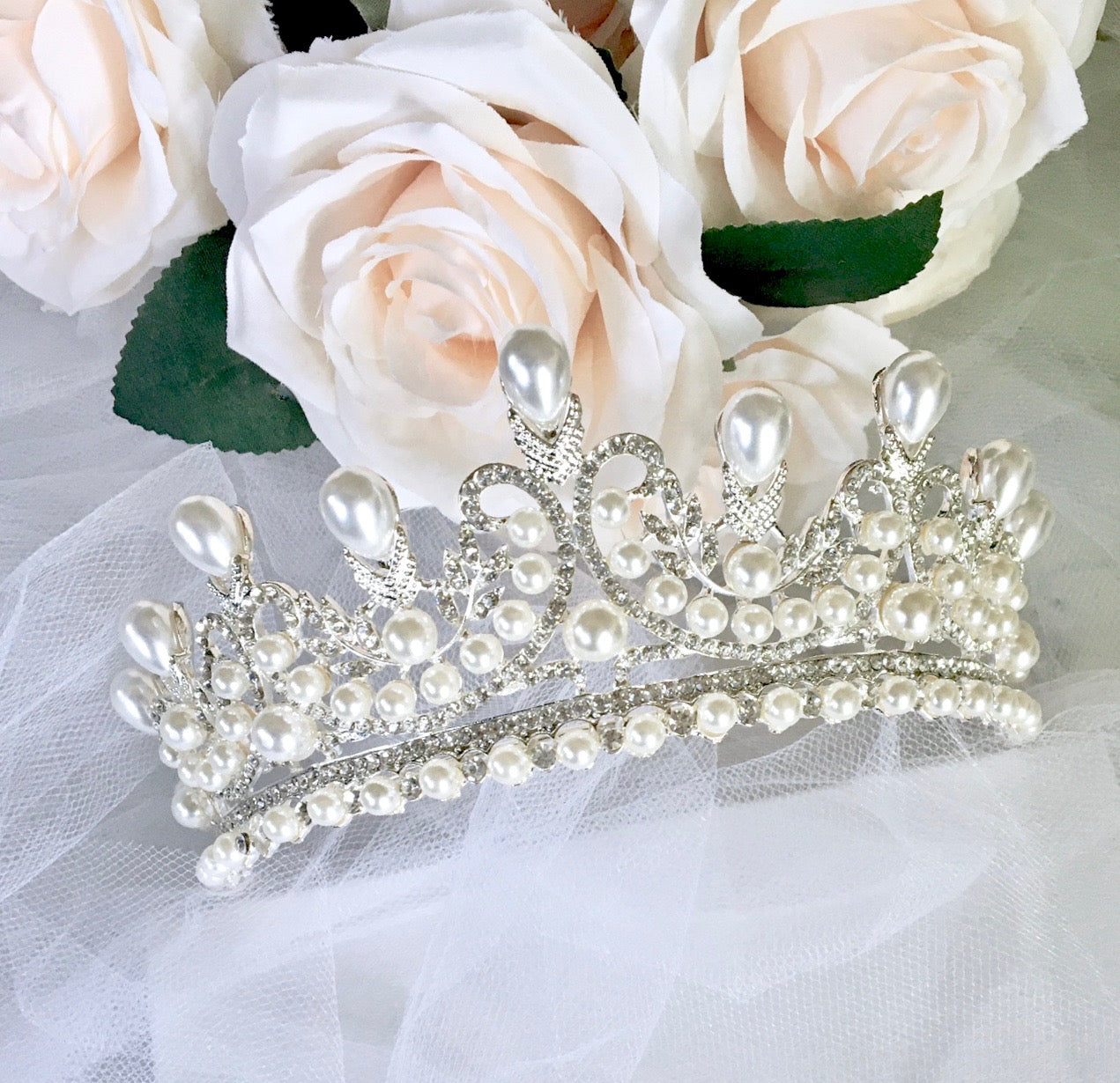 Maddison - Pearl Bridal Tiara - Available in Silver and Gold