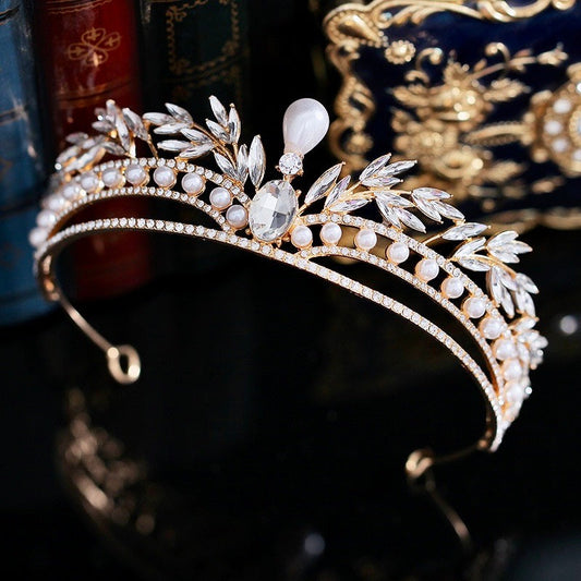 Toscana - Pearl and Crystal Bridal Tiara - Available in Silver and Gold