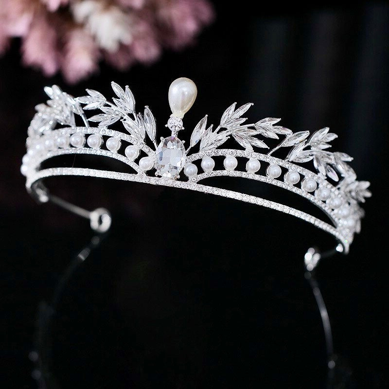 Toscana - Pearl and Crystal Bridal Tiara - Available in Silver and Gold