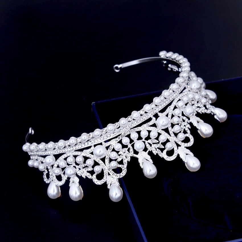 Maddison - Pearl Bridal Tiara - Available in Silver and Gold