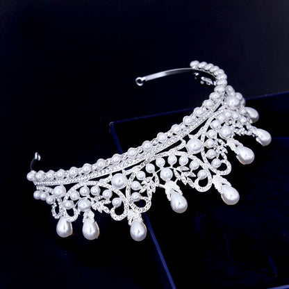 Maddison - Pearl Bridal Tiara - Available in Silver and Gold